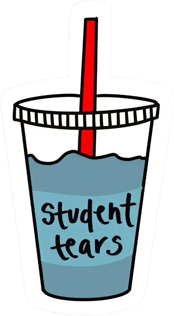 Student tears sticker