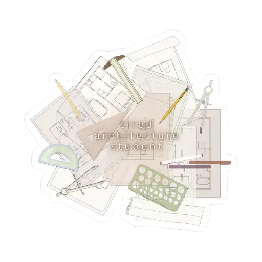 tired architecture student sticker 